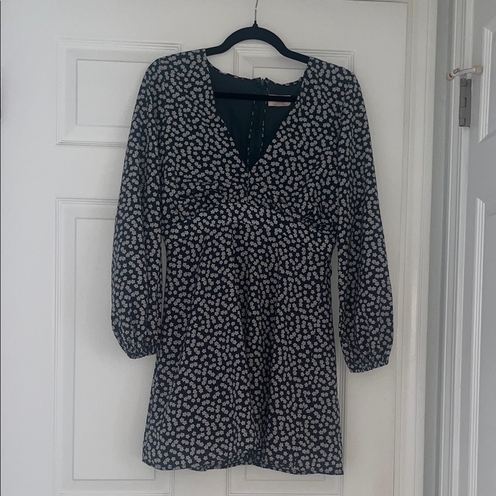 Showpo Green Mini Dress with White Floral Print